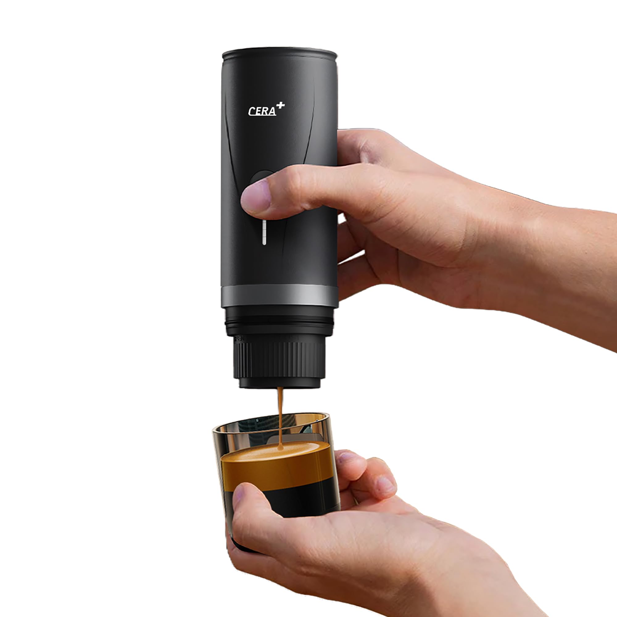 CERA+ Cafetera Portátil con Batería, Cafetera Espresso Portátil de 20 Bares Autocalentable, Compatible con Cápsulas NS y Café Molido, Cafetera de Viaje para Camping y Coche, con Estuchehe