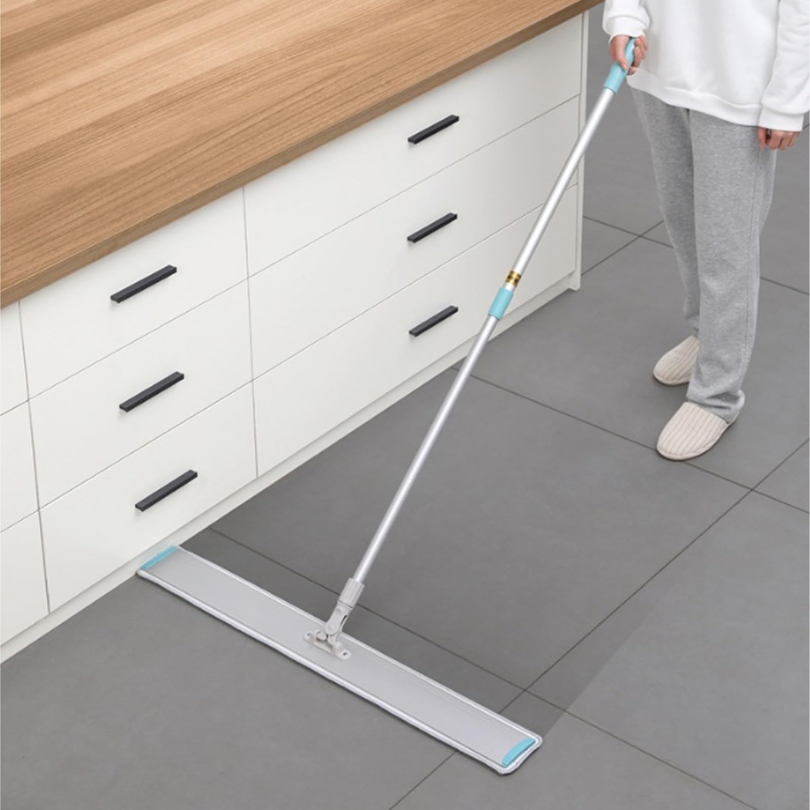 Wischmop Handwäschefreier Mopp, Aluminiumplatte, Klebriges Tuch, Flacher Mopp, Haushaltsmopp Mit Doppeltem Verwendungszweck Wischer Boden