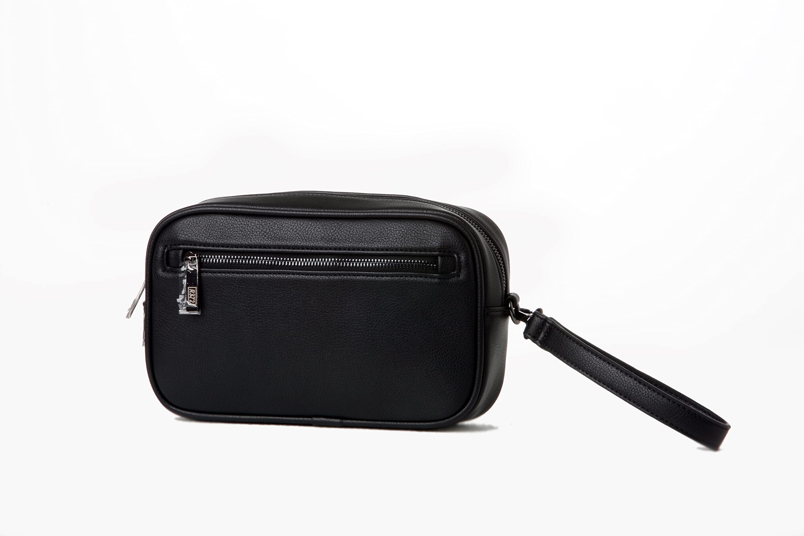 Pochette Uomo in ecopelle con cinturino da polso - Beauty case uomo multiuso Nero
