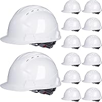 Leumoi 14-Pack ABS Hard Hats with 4-Point Ratchet Suspension, Vents & Cotton Brow Pad - Bulk Construction Safety Helmets