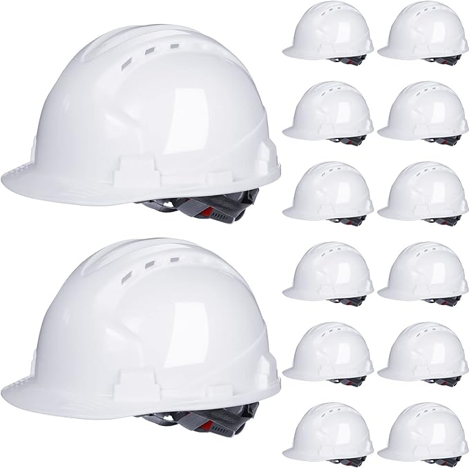 Leumoi 14 Pieces 4 Pt. Suspension Hard Hat Bulk Safety Helmets ABS