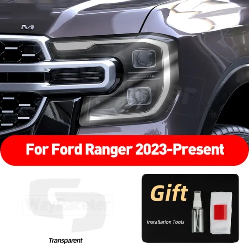 2 Stück Auto-Scheinwerfer-Schutzfolie, transparenter, rauchschwarzer TPU-Aufkleber, für Ford Ranger 2023 2024 T9 Wildtrack Raptor Zubehör