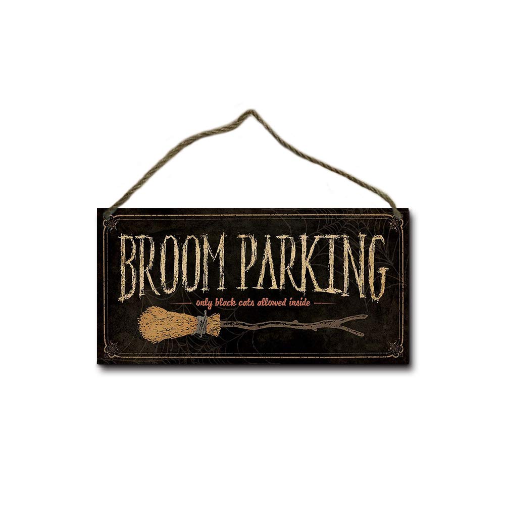ELETINA Broom Parking Retro Vintage Wood Plaque Bar Sign Country Home Decor 5x10 inches