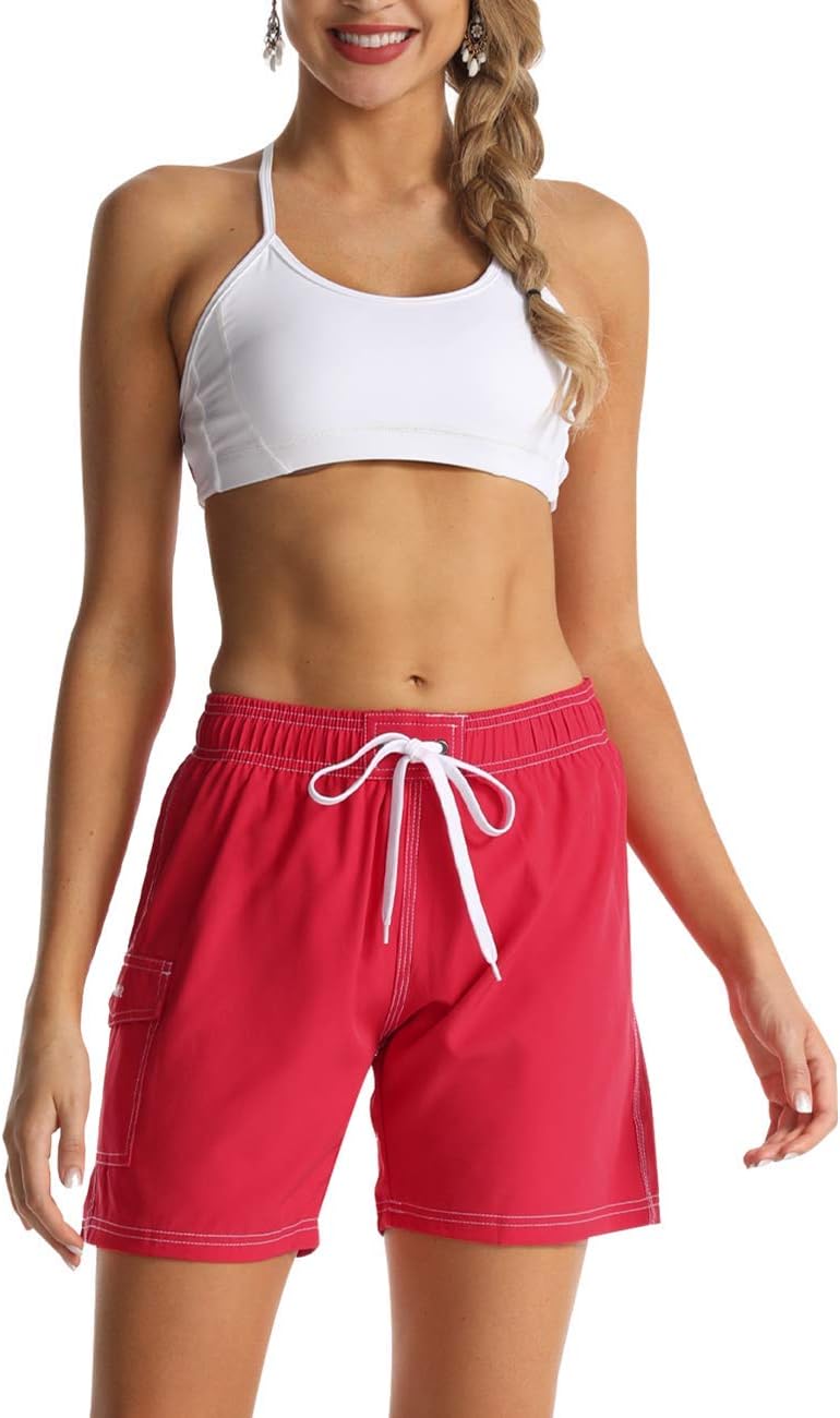 Rocorose Women's Board Shorts Quick Dry Drawstring Sports Summer Bottom Swim Shorts with Pocket - Image 2