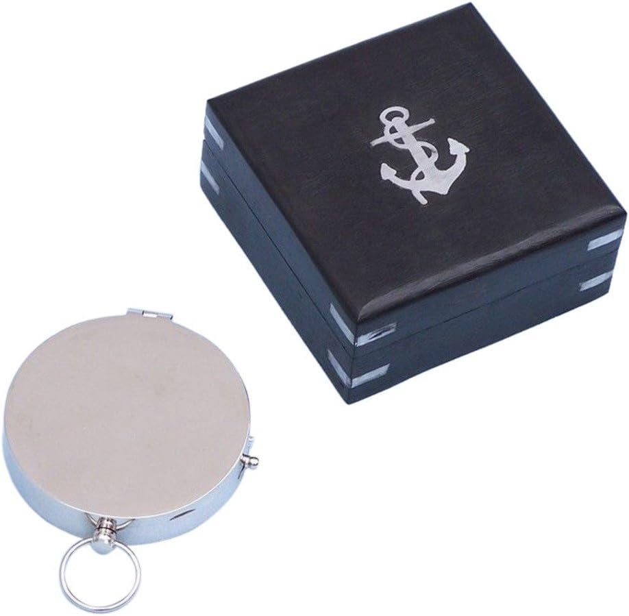 Hampton Nautical 3xglass-101 Chrome Gentlemen Compass 4" with Black Rosewood Box Nautical Home Decoration