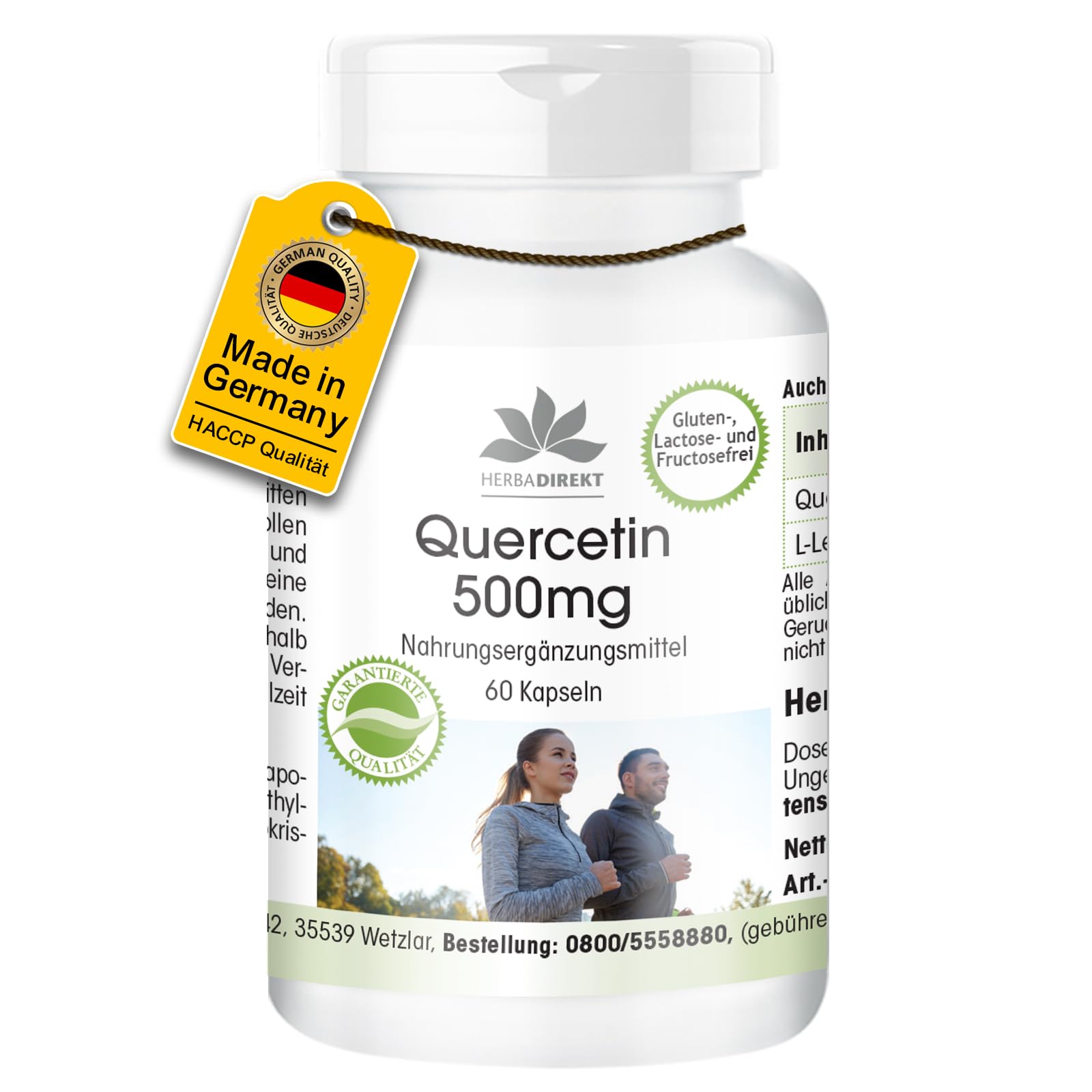Quercetin 500mg Highly dosed, Vegan, 60 Capsules | by Warnke Vitalstoffe - German Pharmacy Quality