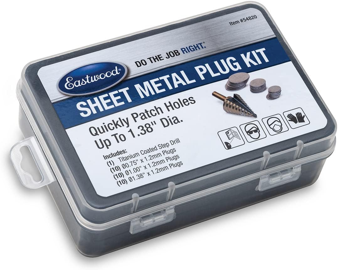 Eastwood Sheet Metal Plug Hole Kit to Fill Various Sizes of Hole with Plastic Case