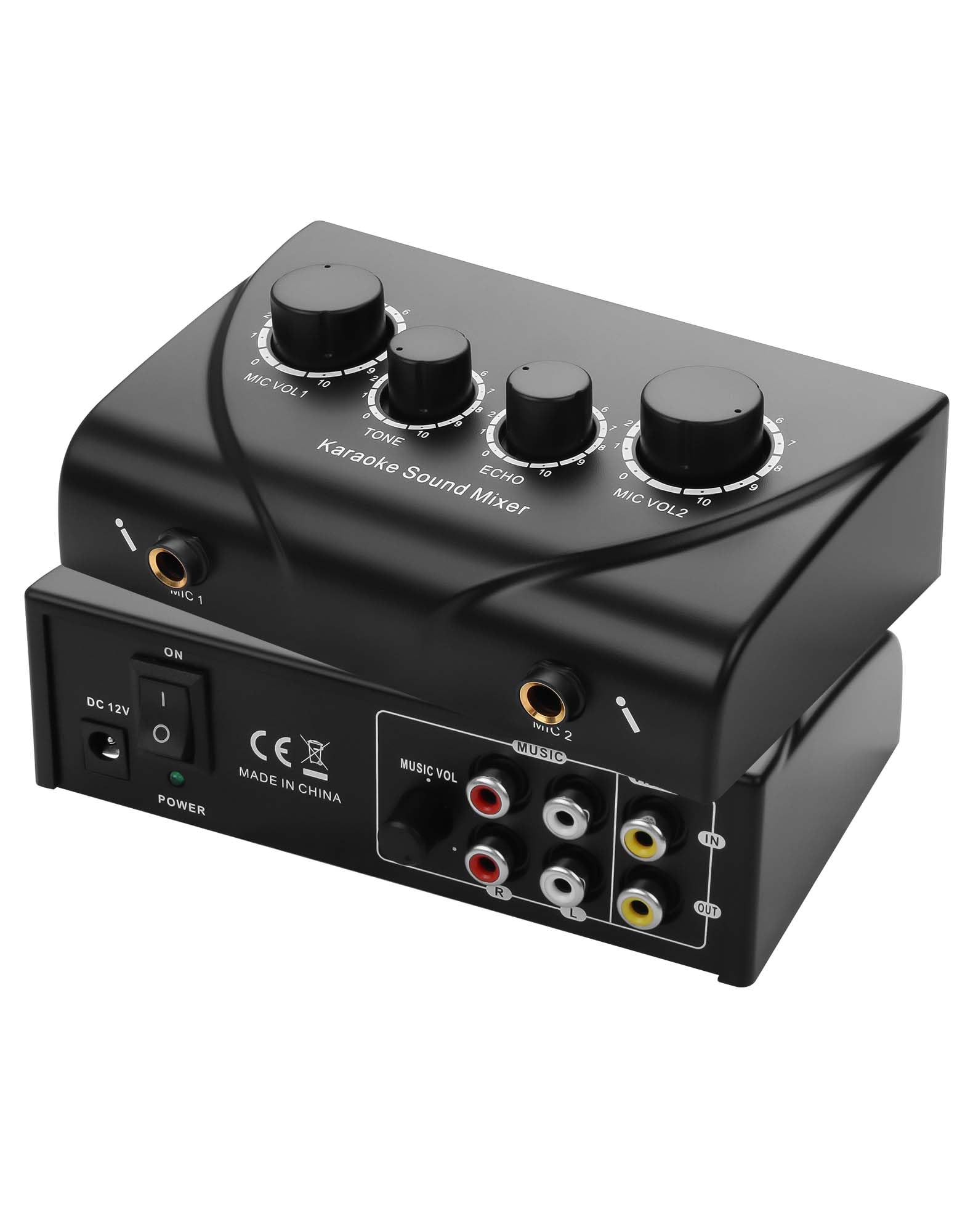 CERRXIAN Mixer audio per karaoke, doppio ingresso microfono con controllo dell'eco, compatibile con TV, computer, smartphone e tablet, per karaoke a casa