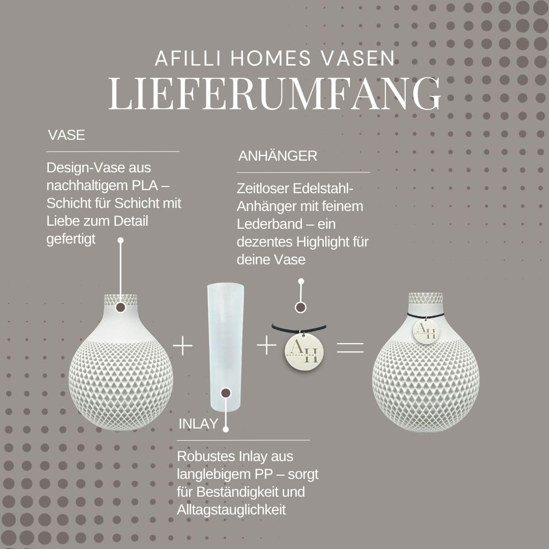 Boho Vase „FILA“ – Moderne Design Vase in 3 Größen & 8 Farben, 3D-gedruckt in Österreich – stilvolle, nachhaltige Wohnzimmer Deko & Exklusive Dekovase (beige, 25 cm)