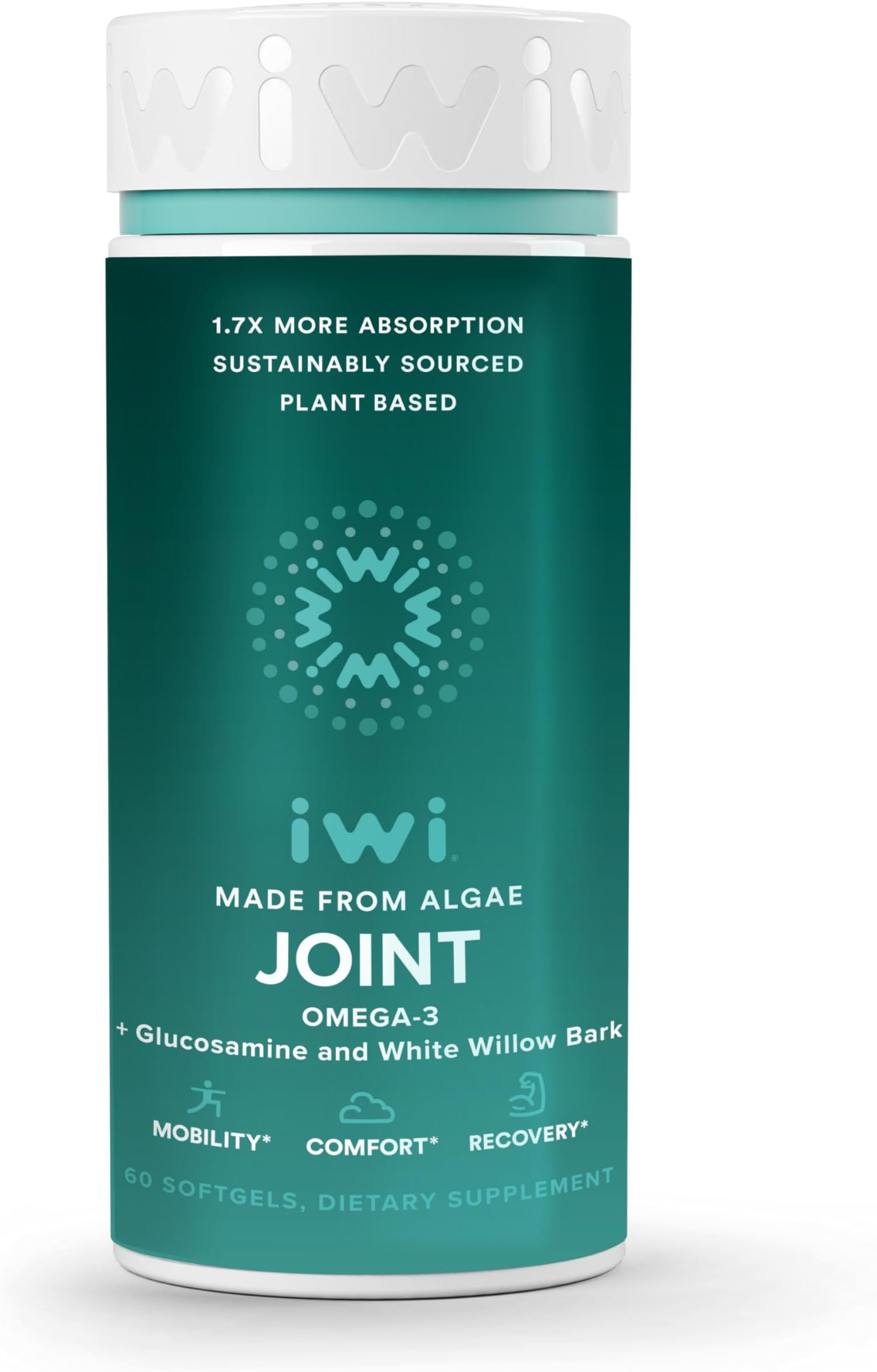 Life Joint Omega-3, 60 Softgels (30 Servings), Plant-Based Algae Omega-3 with Glucosamine, Mobility Support Dietary Supplement, Krill & Fish Oil Alternative, No Fishy Aftertaste
