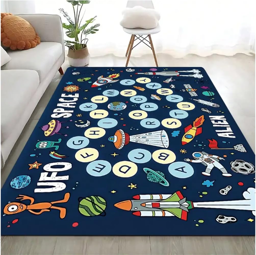 Tapis de jeu alphabet et espace pour décorer le salon familial