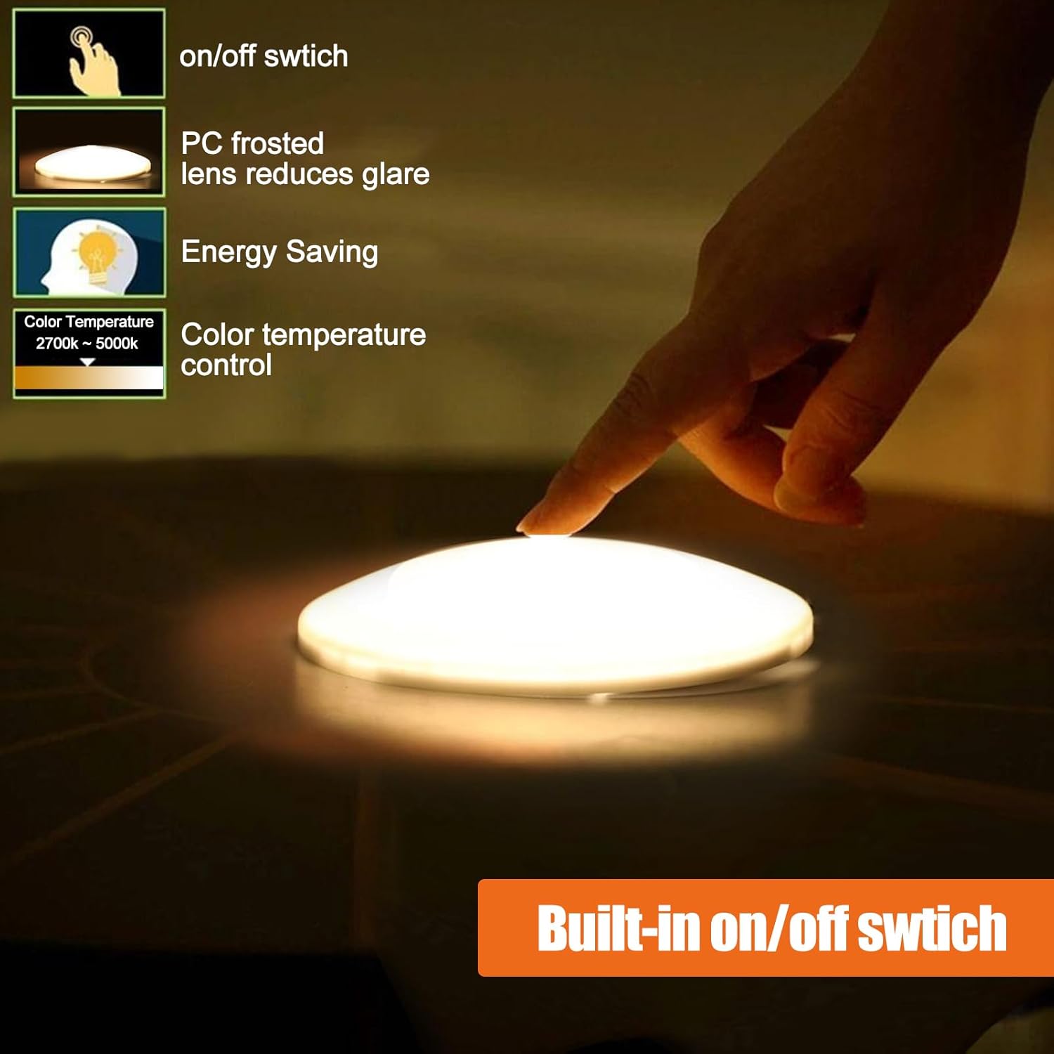 5CCT LED RV Dome Ceiling Lights, On/Off Switch, DC 12V Surface Mount Interior Puck Light for Slim Motorhome, Trailer, Boat, Camper Lighting, 5W, 2700K/3000K/3500K/4000K/5000K, 4.5 Inch, 10 Pack