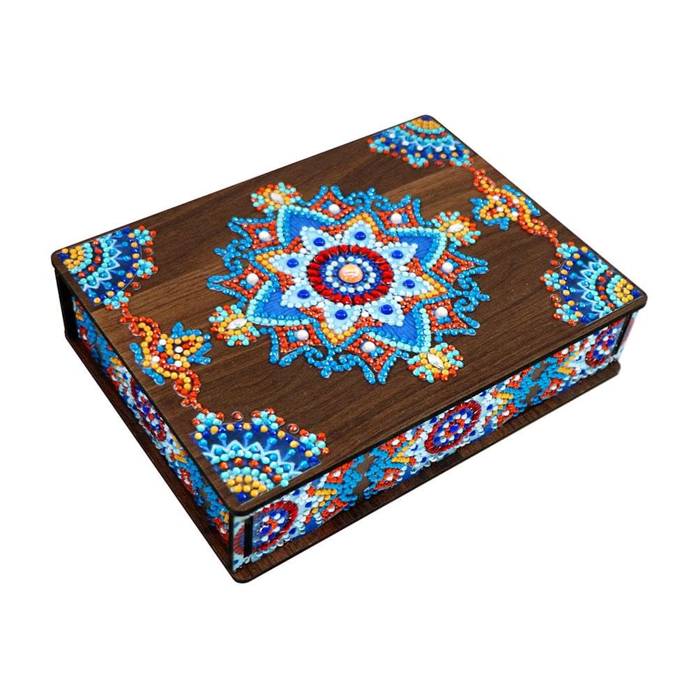 Scatola Portagioie In Legno Con Diamanti 5D - Mandala Fai Da Te - Kit Pittura Diamanti Per Adulti - Regalo Creativo Decorativo - 3
