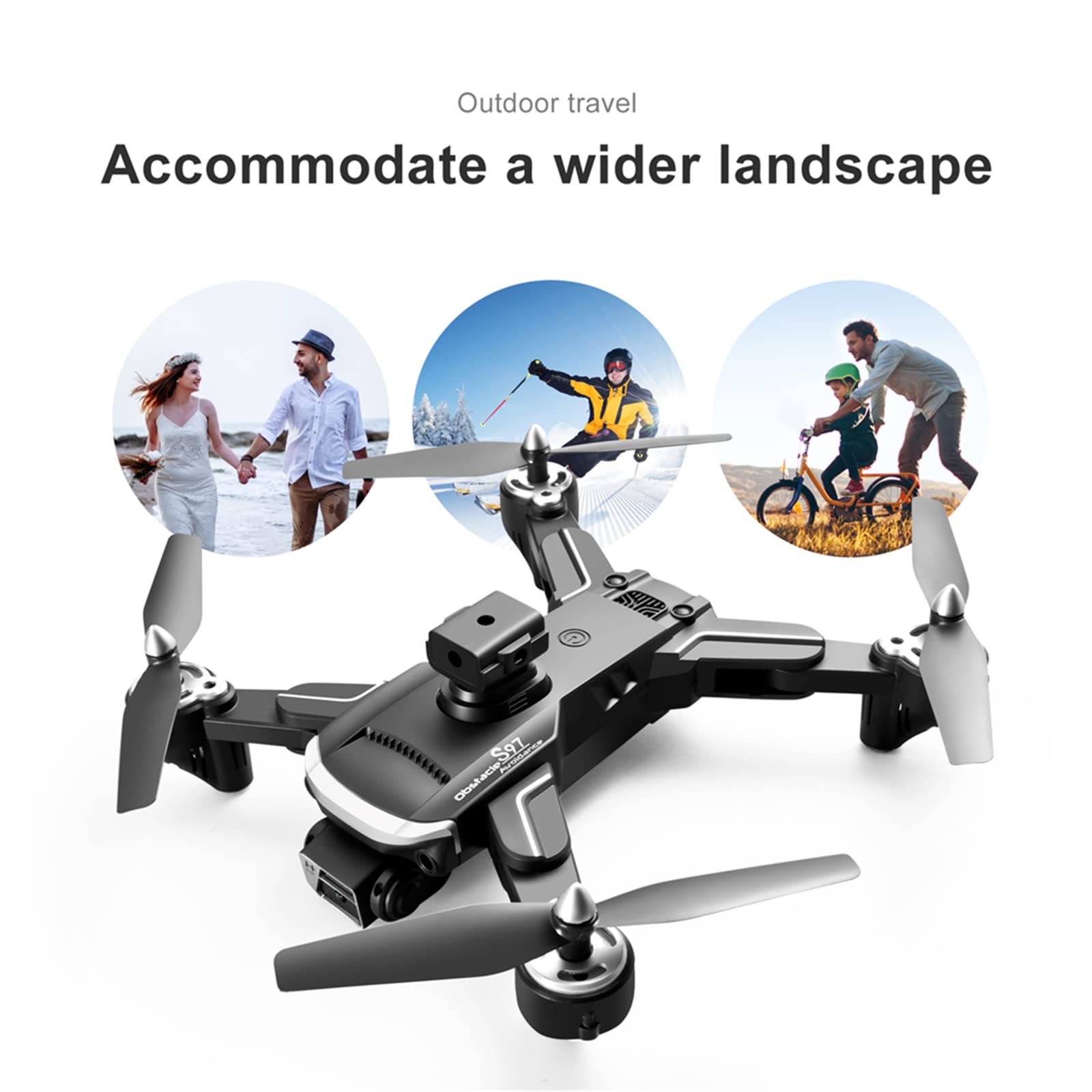 Drone GPS con Videocamera 4K HD, Drone FPV con Trasmissione, Quadricottero RC con 2 Batterie, Ritorno Automatico, Seguimi, Mantenimento Dell'altitudine, Facile per I Principianti,Nero