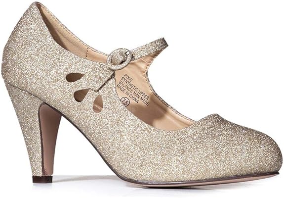 J. Adams Pixie Heels for Women - Retro Mary Jane Pumps with Teardrop Cutout