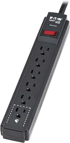 Miniatura 9 de Eaton Tripp Lite Series - Tira de alimentación con protector de sobretensiones de 6 tomas, cable de extensión de 3 pies, 600 julios, disyuntor de 15