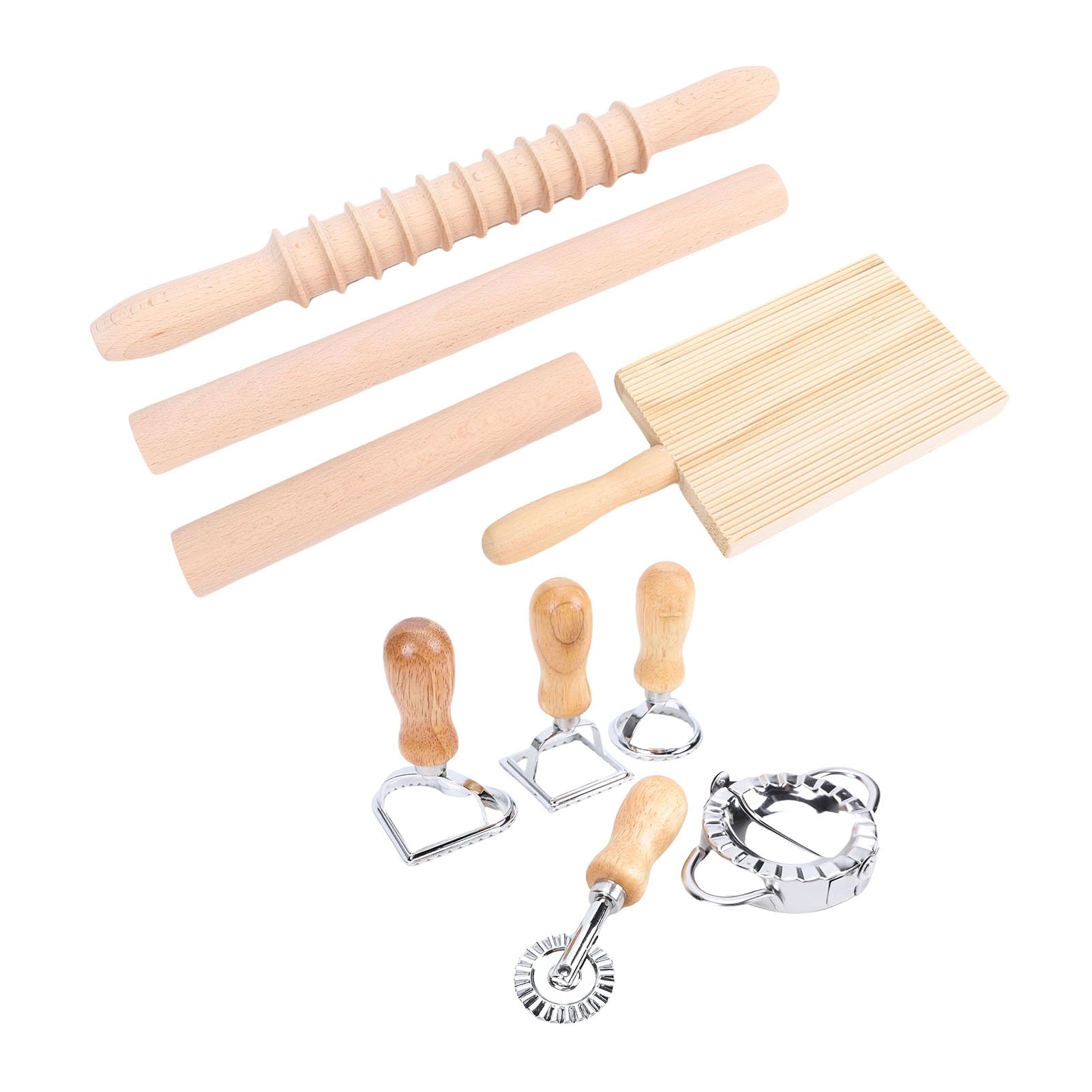 Kit outils pâtes gnocchis, tampon raviolis, rouleau acier inoxydable et