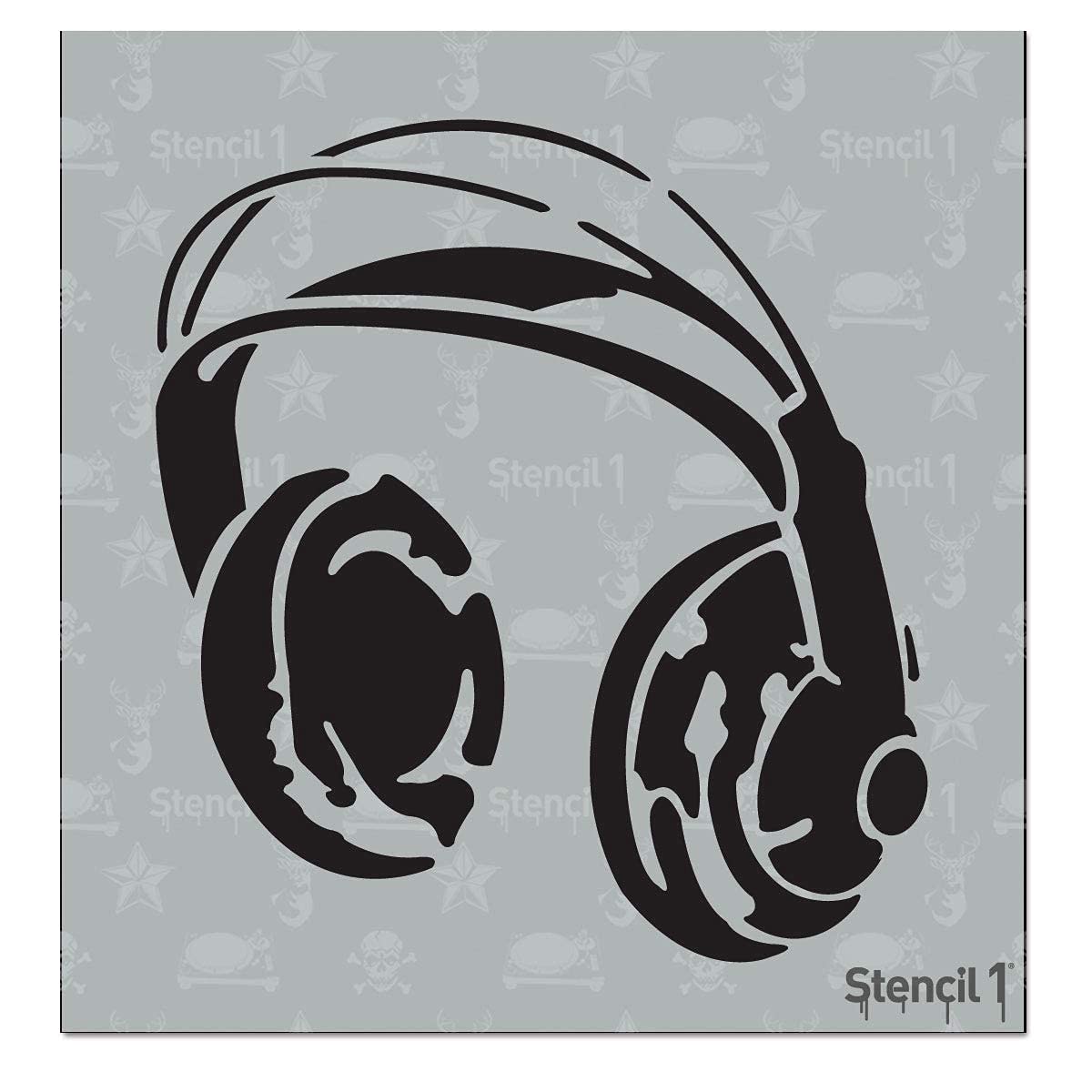 Stencil1 Headphones Stencil Durable Quality Reusable Stencils for Painting - Craft Decor on Walls Fabric & Furniture Recyclable Art Craft - 5.75" x 6"