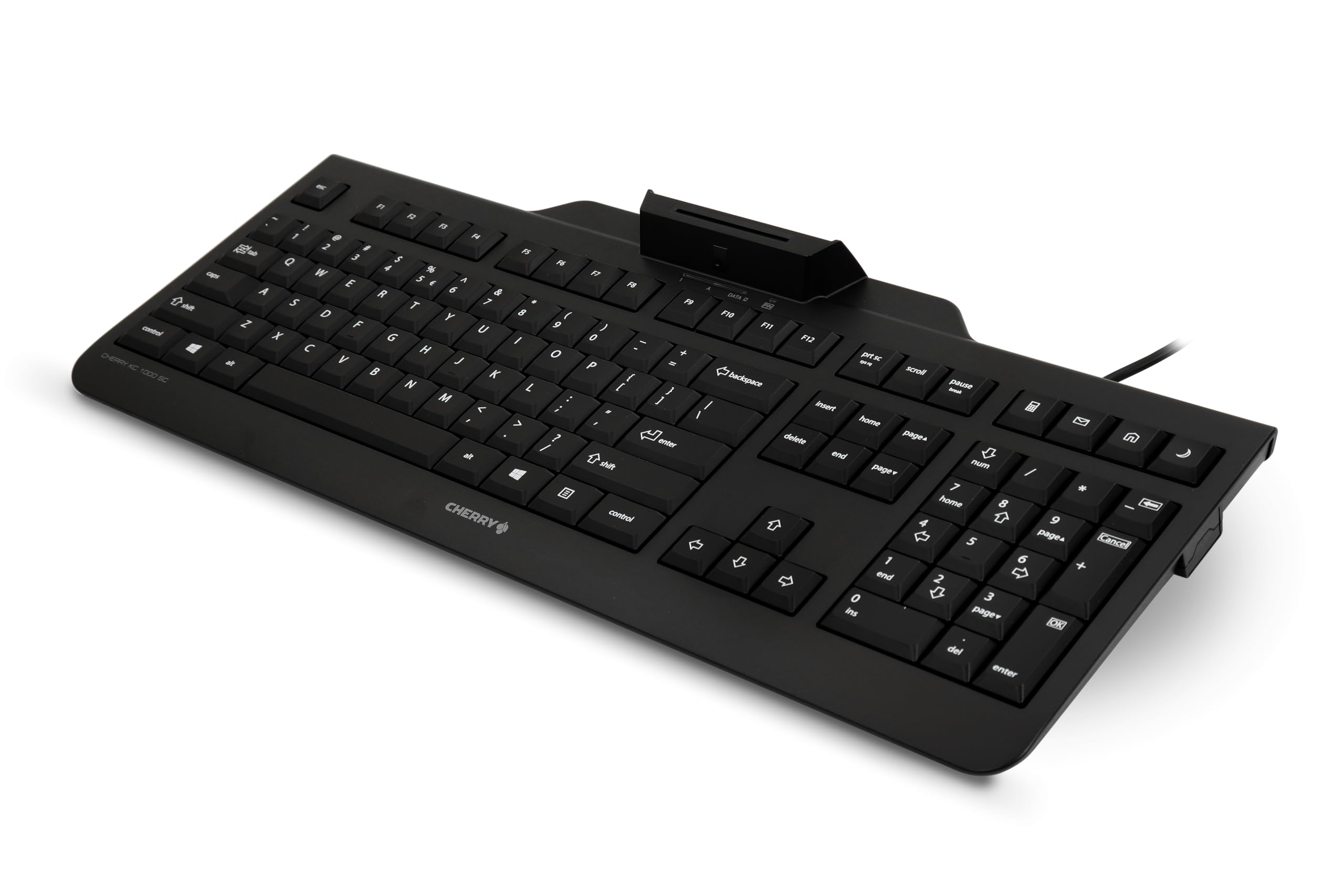 CHERRY KC 1000 SC, Kabelgebundene Security-Tastatur mit Smartcard-Terminal, Chipkartenleser, PIN-Eingabe, Tschechisches Layout (QWERTY), Blauer Engel, Schwarz