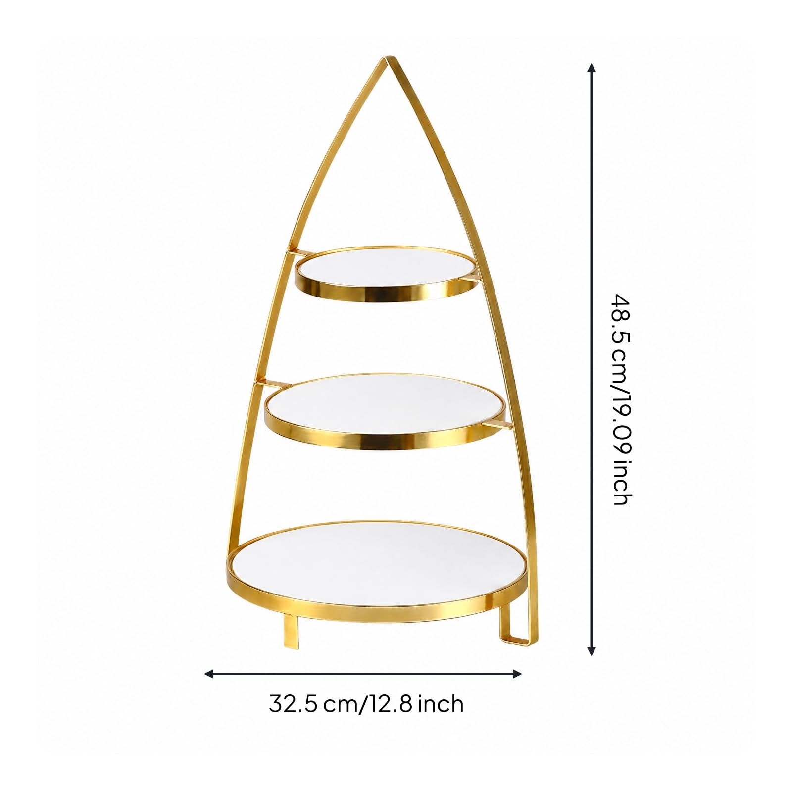 Présentoir à Desser à Étages Assites en Céramique Polyvalent Présentoir à Gâteaux à Plusieurs Niveaux Élégant pr Traiteur, Triangle 3-Niveaux
