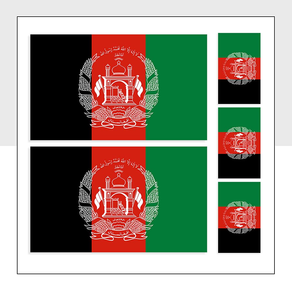 Afghanistan Flag Car Stickers Mixed Pack of 5 AFG Labels for Bike Van Fridge Helmet Ipad Packwith® #P1022