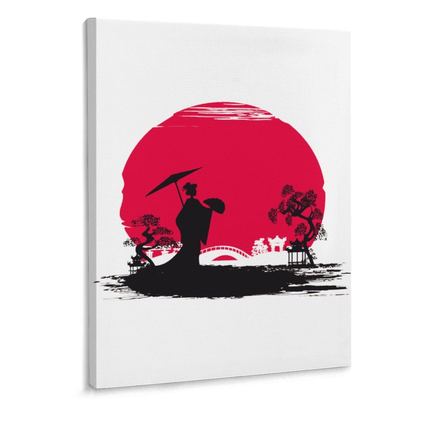 Amazon.co.jp: アートパネル 芸妓 真っ赤な太陽 和風 和柄 インテリア