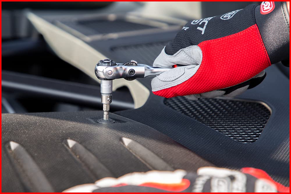 KS Tools - 914.1405-E - Cliquet modifix 1/4" à tête pivotante et poignée en T - 72 dents - Finition chromée satinée - Chrome vanadium