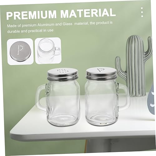 Miniatura 9 de KICHOUSE 2 botellas de almacenamiento de especias con aspersor de vidrio, pimenteros, recipientes de especias, salero para barbacoa, condimentos,