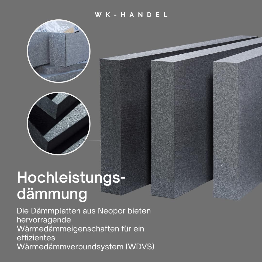 2m² Neopor Dämmplatten, 100 mm Stärke, WLG 032, 1000 x 500 mm, EPS NEO Fassadendämmung – Styropor WDVS Platten für energieeffizientes Bauen