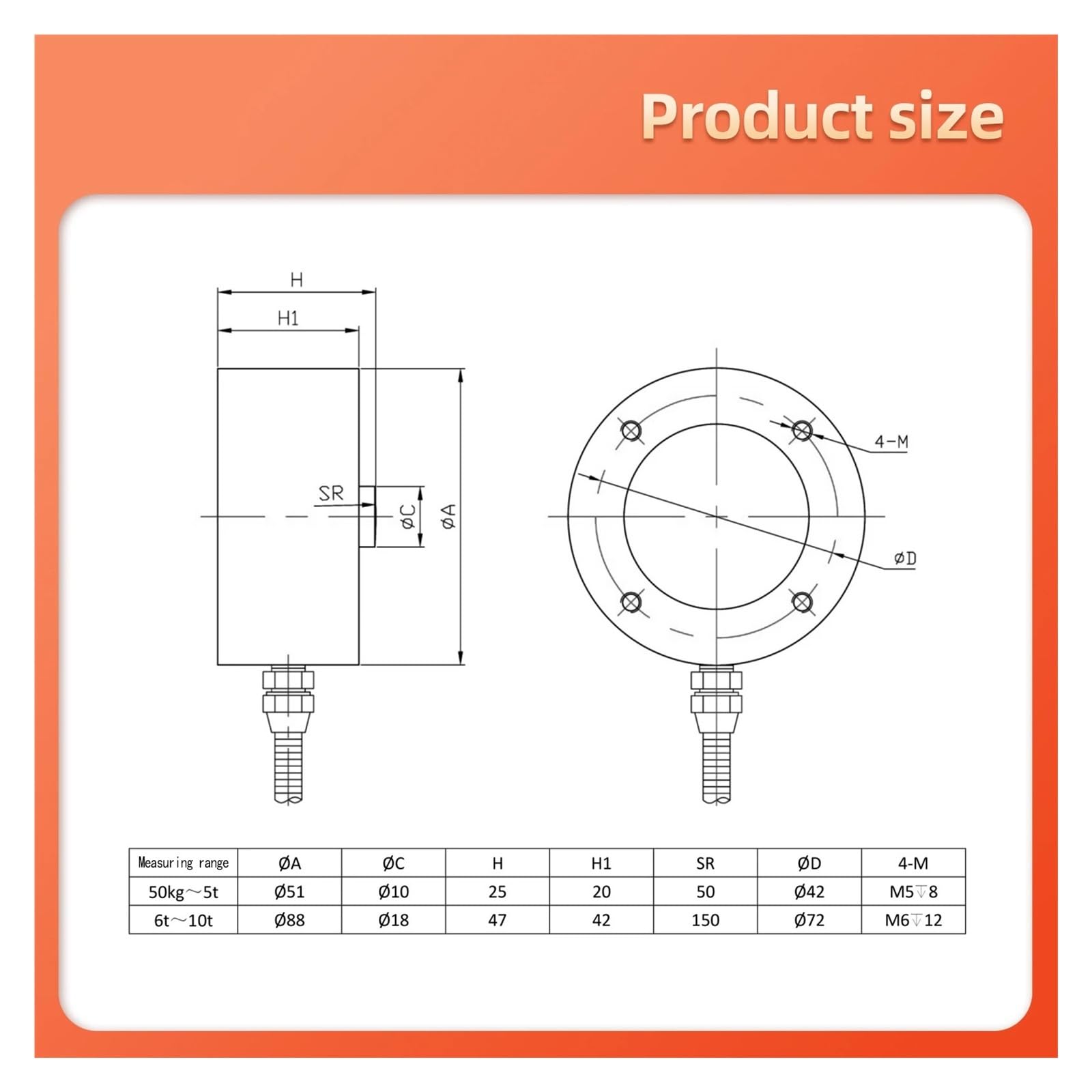Cella di carico piana 30KG-10T con indicatore digitale Display Test di tensione e pressione del peso della forza di compressione for bilancia Multi-applicazioni(200kg)