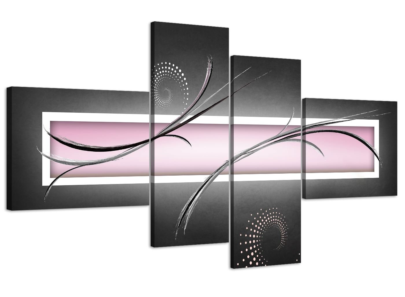 Wallfillers Light Pale Blush Pink & Grey Abstract Canvas – Split 4 Part – 160cm