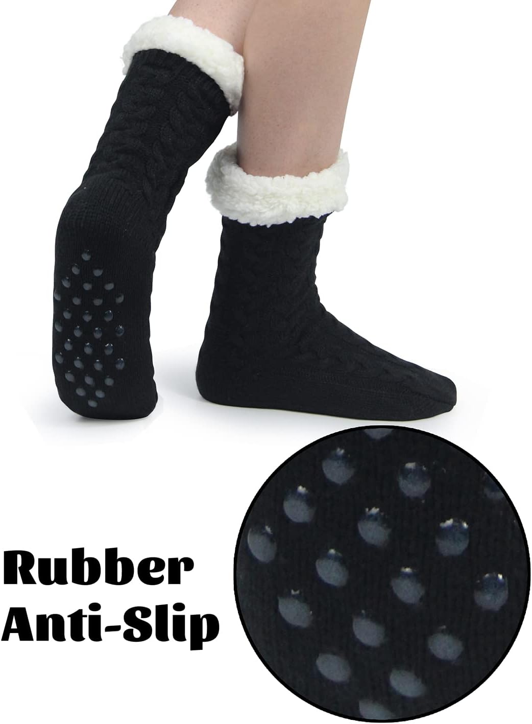 Slipper Socks for Women with Gripper - Winter Non Slip Thick Fuzzy Socks - Warm Cozy Christmas Gift