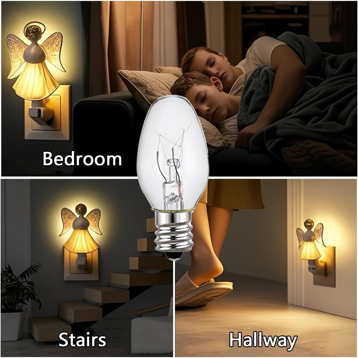 Night Light Bulbs 7 Watt,E12 Candelabra Base,120V,for Nightlight and Salt Lamp,Warm White,6 Pack