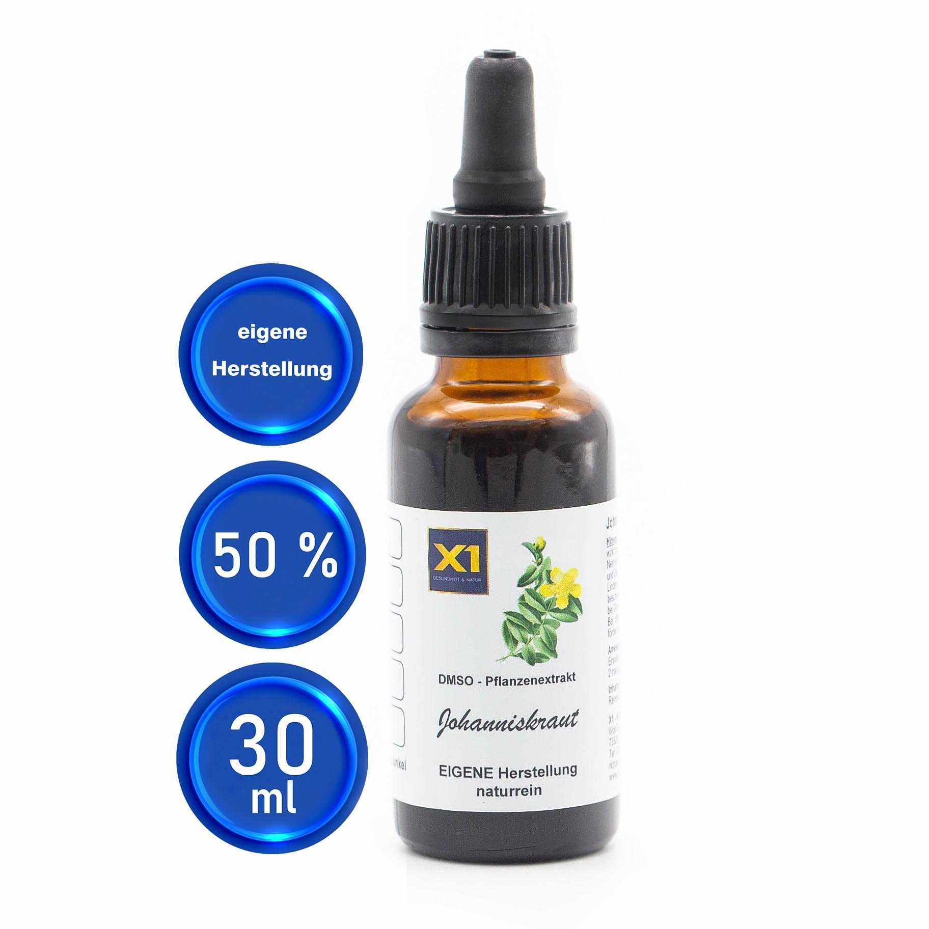 X1 - JOHANNISKRAUT DMSO-KRÄUTEREXTRAKT - Hypericum peroratum - Verstärkte Wirkung 30 ml in Braunglasflasche