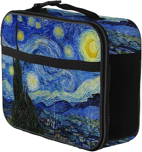 Van Gogh - Bolsa de almuerzo reutilizable con aislamiento de noche estrellada, mantiene la comida más fresca, bolsa térmica para mujeres y hombres