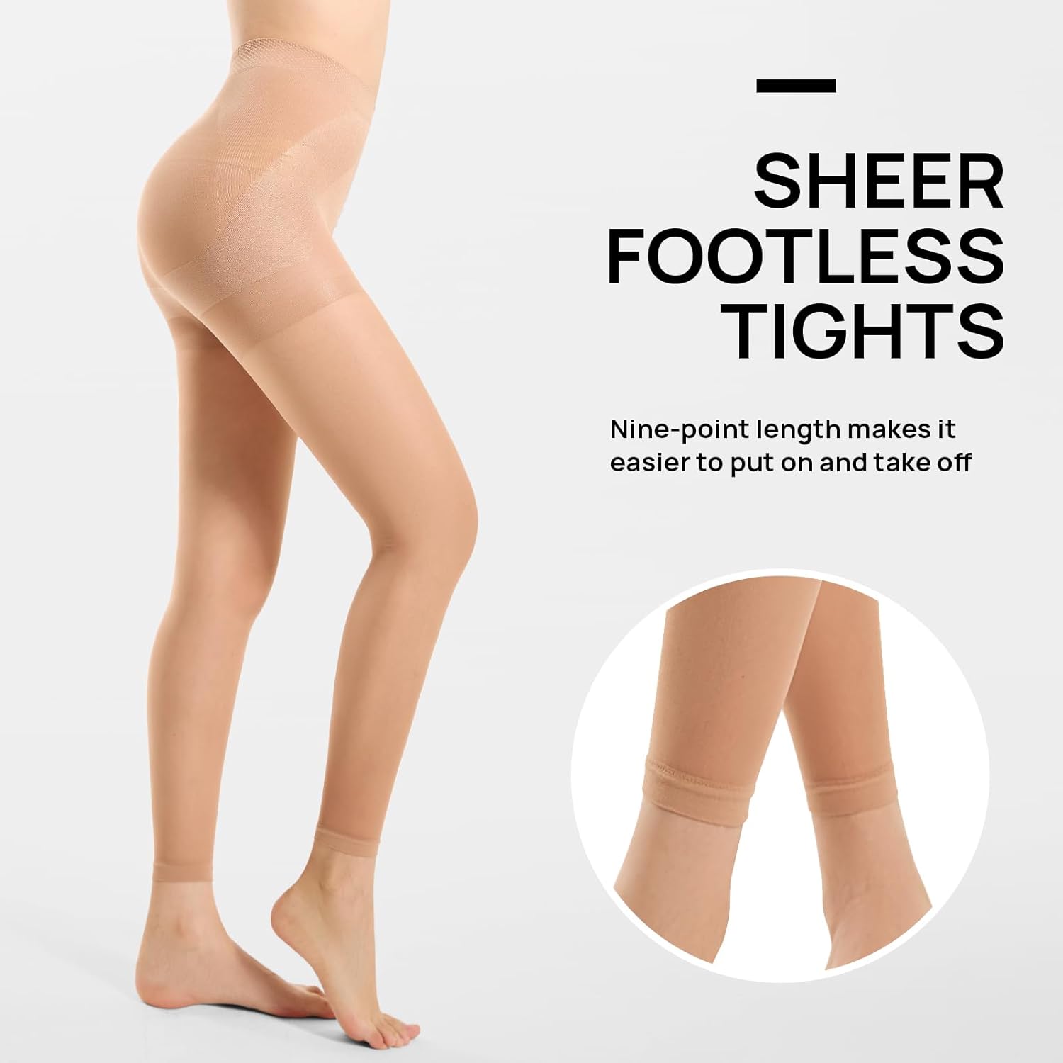 MANZI 2 Pairs Footless Sheer Tights for Women Tummy Control 30 Denier Figure-Shaping Leggings and Dance Tights - Image 5