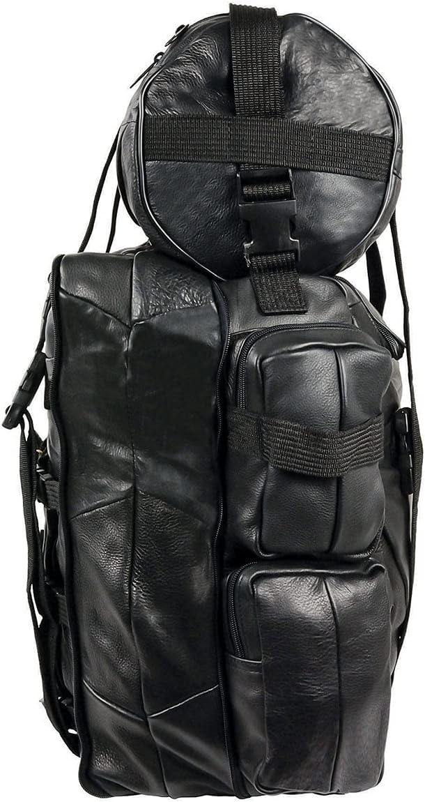 Milwaukee Leather SH537 Large Black Motorcycle Large Leather Deluxe Sissy Bar Pack Bag - One Size