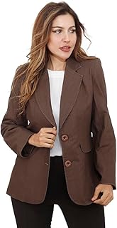 جاكيت جينز ريفر سادة للنساء من فيرست مود، مقاس 48 - بني 102