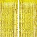FECEDY 2pcs 3ft x 8.3ft Gold Metallic Tinsel Foil Fringe Curtains Photo Booth Props for Birthday Wedding Engagement Bridal Shower Baby Shower Bachelorette Holiday Celebration Party Decorations