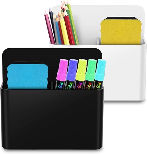 NB - Paquete de 2 marcadores magnéticos de borrado en seco, soporte magnético para bolígrafo, soporte magnético para marcadores de pizarra blanca,