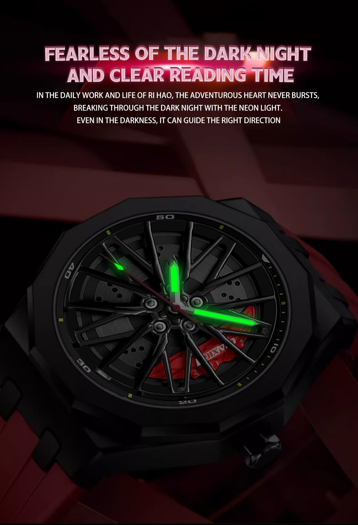 FANMIS Reloj de cuarzo para hombre, diseño de cubo giratorio, impermeable, casual, deportivo, con marcadores luminosos, creativo reloj giratorio 3D con ruedas de coche