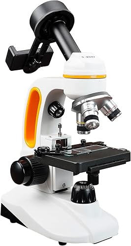 SVBONY Microscopio monocular compuesto SM202 para adultos, kit de microscopio compuesto 40X-2000X, microscopio con etapa mecánica, adaptador de