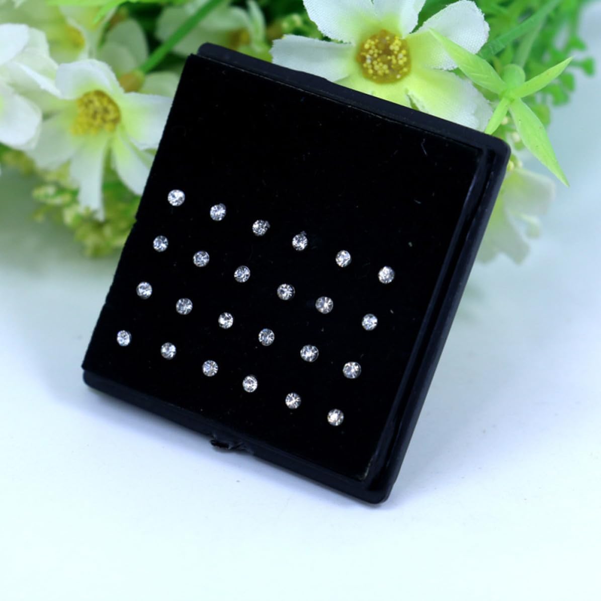 Hemoton 24pcs Stainless Steel Nose Drill Size with Rhinestone, 0.25mm