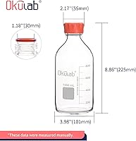 Vista 3 de Botellas redondas de almacenamiento de medios de 33.8 fl oz (34 onzas), vidrio de borosilicato 3.3, con tapones de rosca GL45 en material PP