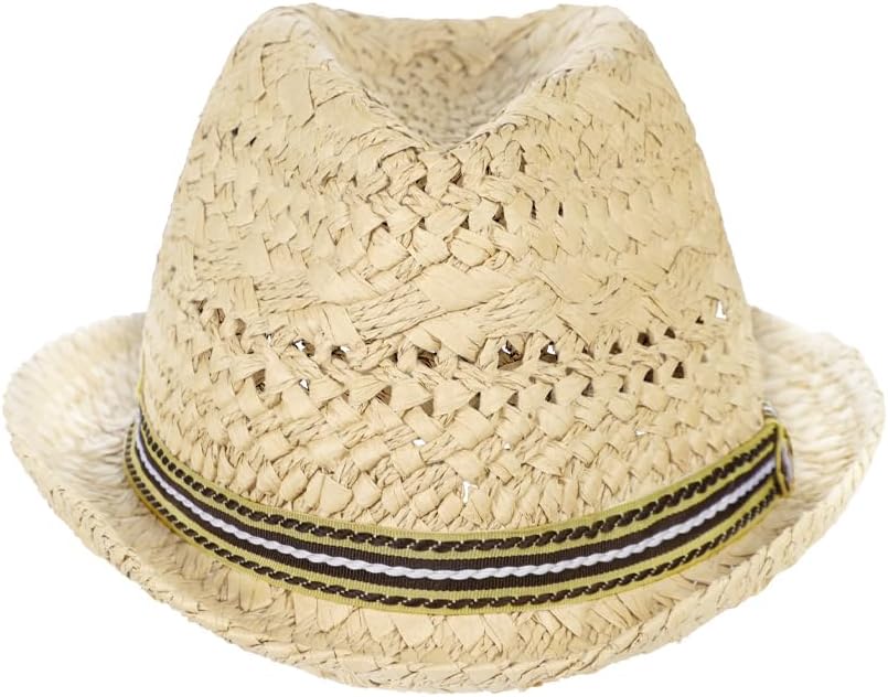 Kids Straw Fedora Sun Hat Short Brim Panama Jazz Hat Roll Up Western Trilby Cap Summer Outdoor Beach Sun Cap for Boys Girls - Image 3