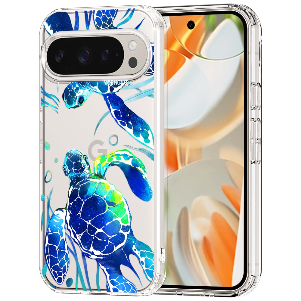 MOSNOVO Case for Google Pixel 9 & Pixel 9 Pro, [Buffertech 6.6ft Military-Grade Drop Protection] [Anti Peel Off Tech] Clear TPU Bumper Phone Case Cover Design - Great Wave — view 35