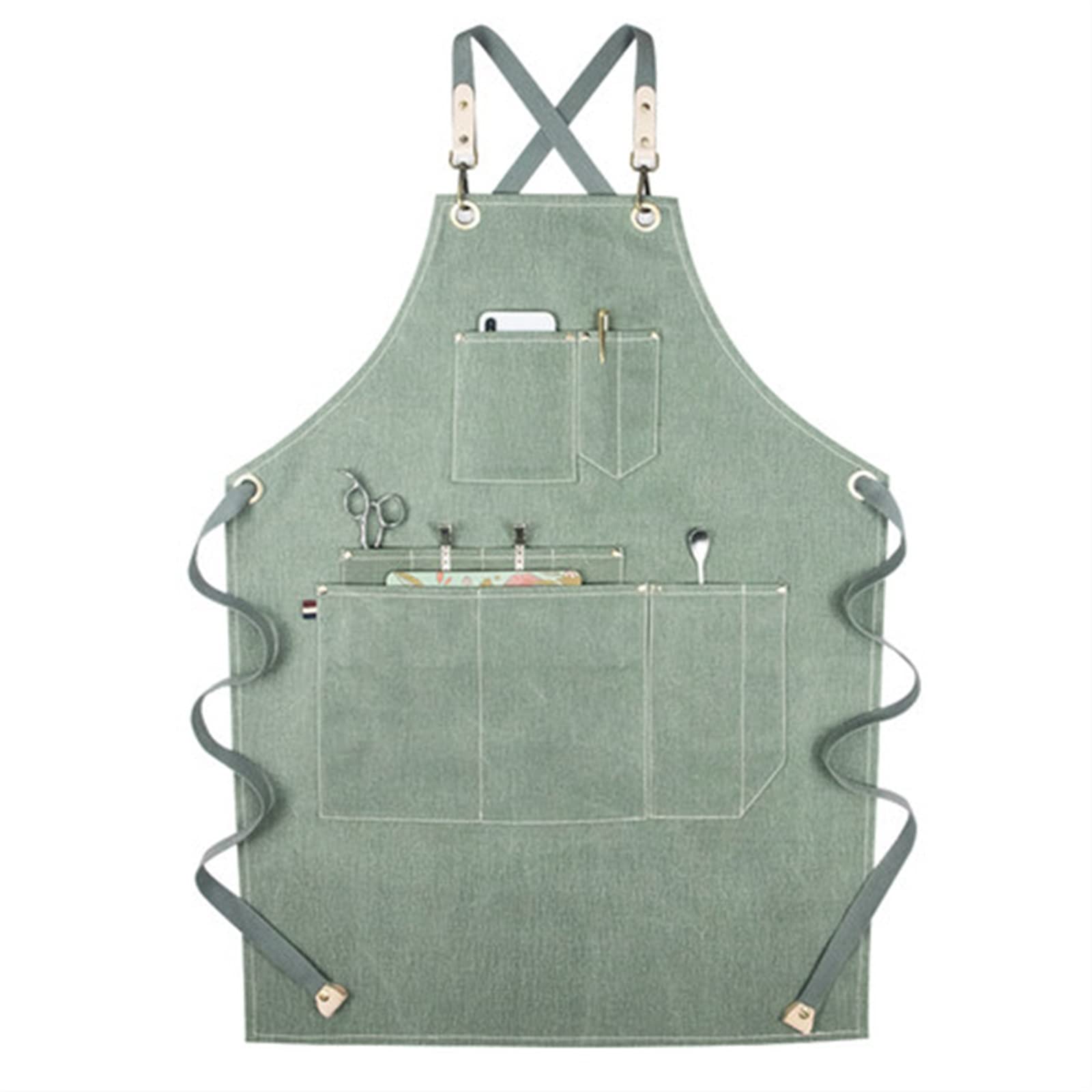 Fartuch na co dzień Unisex Fartuch roboczy dla mężczyzn Płótno Regulowane fartuchy kuchenne do gotowania dla kobiet z kieszeniami na narzędzia Fartuchy (Color : C, Size : 60 * 78cm)