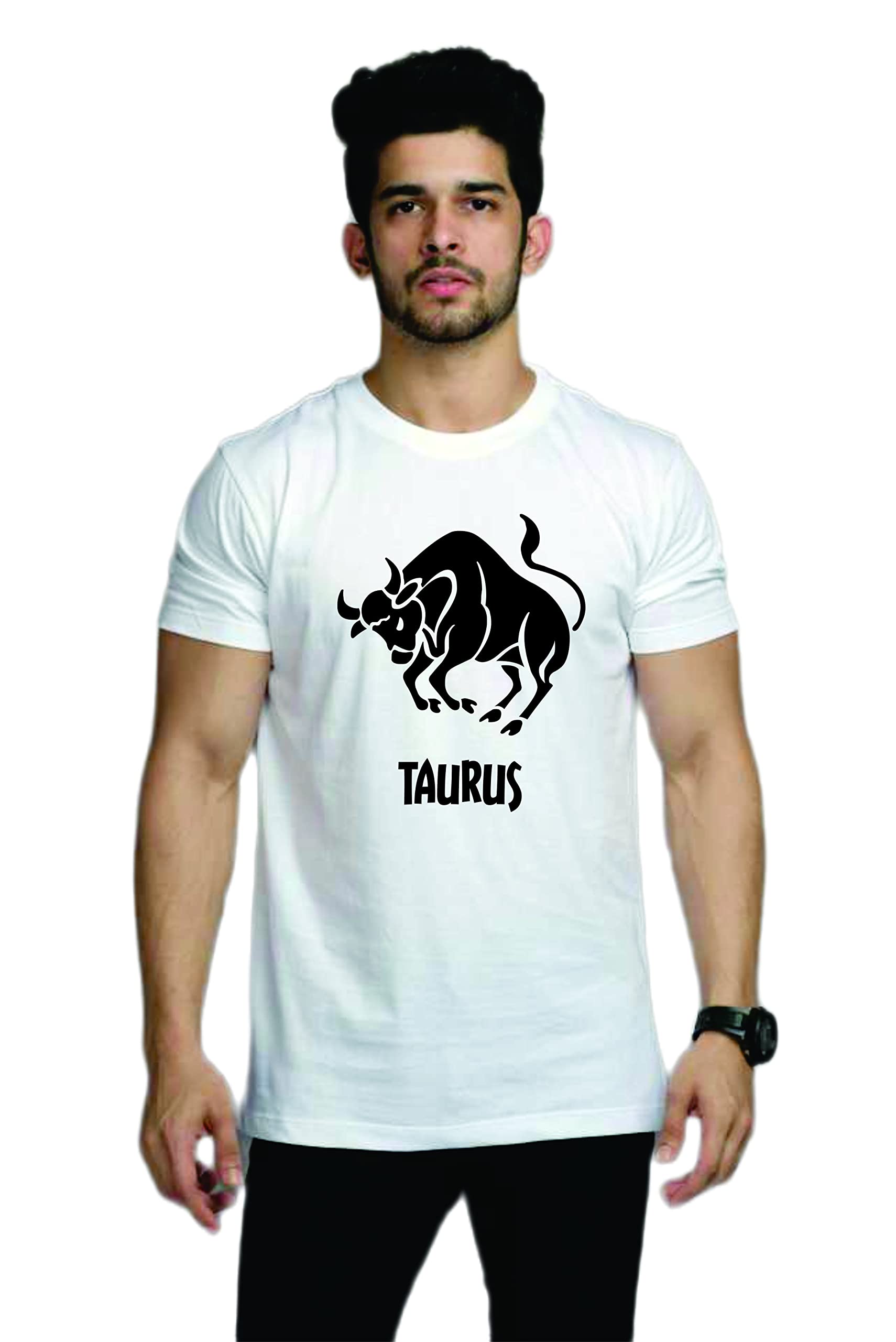 BLACKADLERTaurus Sunshine Printed 100% Cotton T-Shirt for Mens.