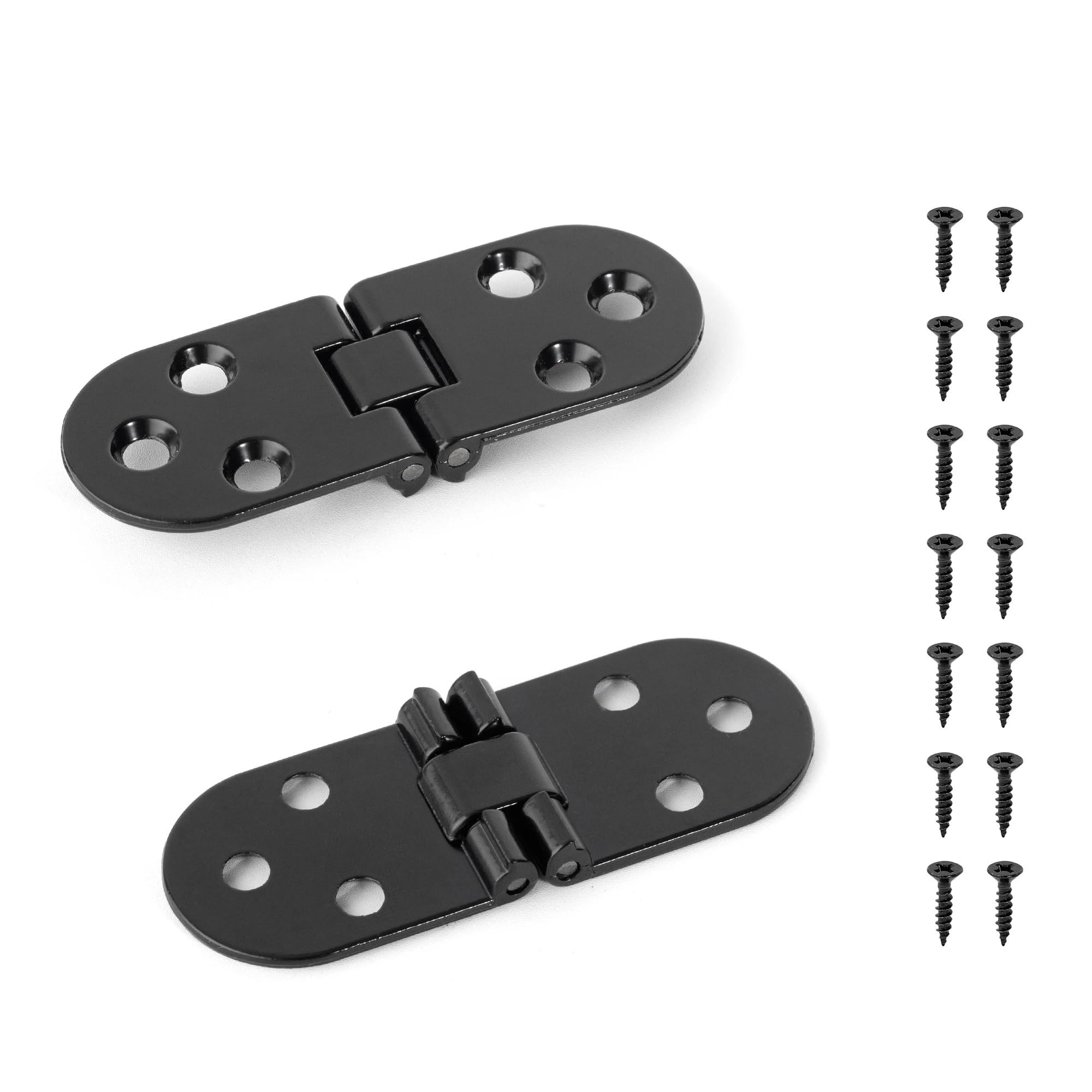 180 Degree Flip Folding Hinge 2pcs 180 Degree Foldable Flap Screw-On Hinges Rounded Corner for Folding Table Cabinet Door for Folding Tables Cabinets Wardrobes(Black)