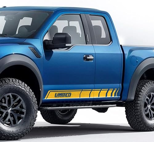Miniatura 8 de Adhesivos Offroad Stripe Kit Limited Graphics Rocker Panel Calcomanías compatibles con Ford F150 2015-presente (negro mate)